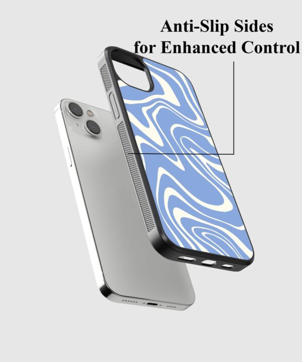 Blue Wavy Metal Case Cover for iPhone 15 Plus – Feature 2 View