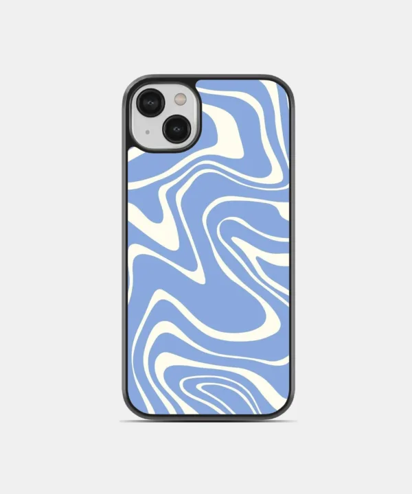 Blue Wavy Metal Case Cover for iPhone 15 Plus