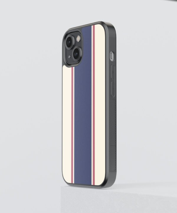 Classic Stripes Metal Case Cover for iPhone 14 Side View