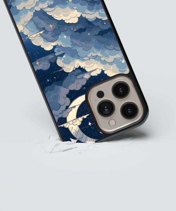 Clouded Moon Collage Metal Case Cover for iPhone 16 Pro – Dropping View