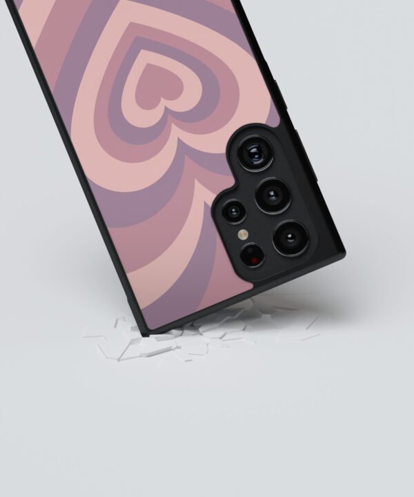 Concentric Heart Metal Case Cover for Samsung Galaxy S23 Ultra – Dropping View