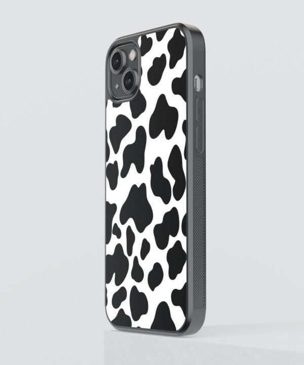Cow Spots Metal Case Cover for iPhone 15 Plus Side View