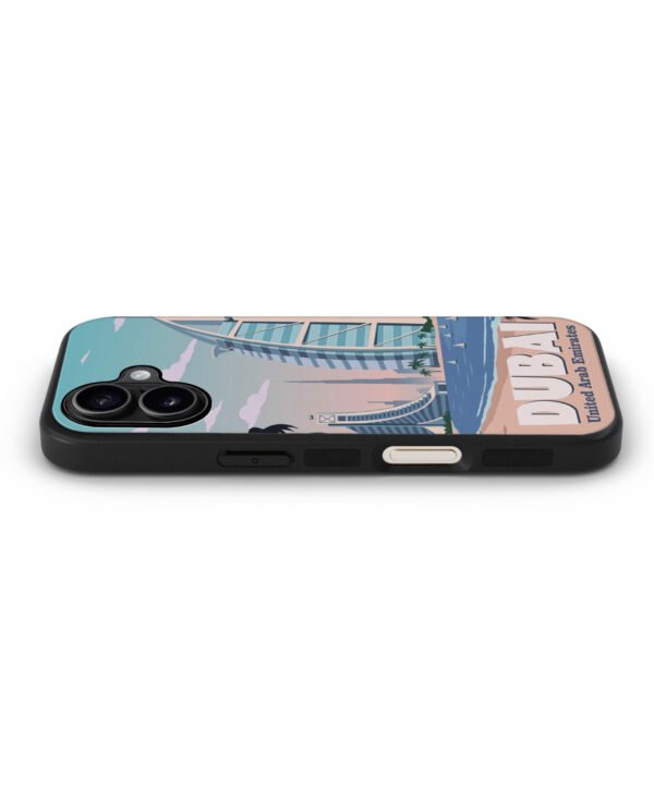 Dubai Skyline Metal Case Cover for iPhone 16 – Side View