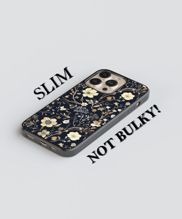 Flower Design Metal Case Cover for iPhone 16 Pro Max – Side View