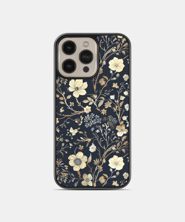 Flower Design Metal Case Cover for iPhone 16 Pro Max