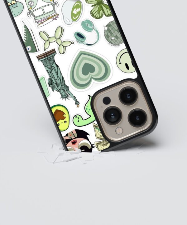 Minty Collage Metal Case Cover for iPhone 16 Pro Max – Dropping View