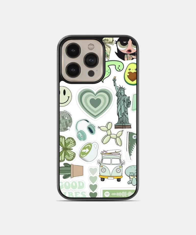 Minty Collage Metal Case Cover for iPhone 16 Pro Max – Main View