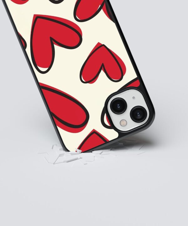 Motion Hearts Metal Case Cover for iPhone 14 Plus Dropping View