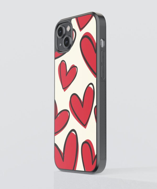 Motion Hearts Metal Case Cover for iPhone 14 Plus Side View