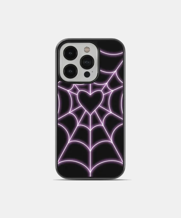 Neon spiderweb Metal Case Cover for iPhone 14 Pro