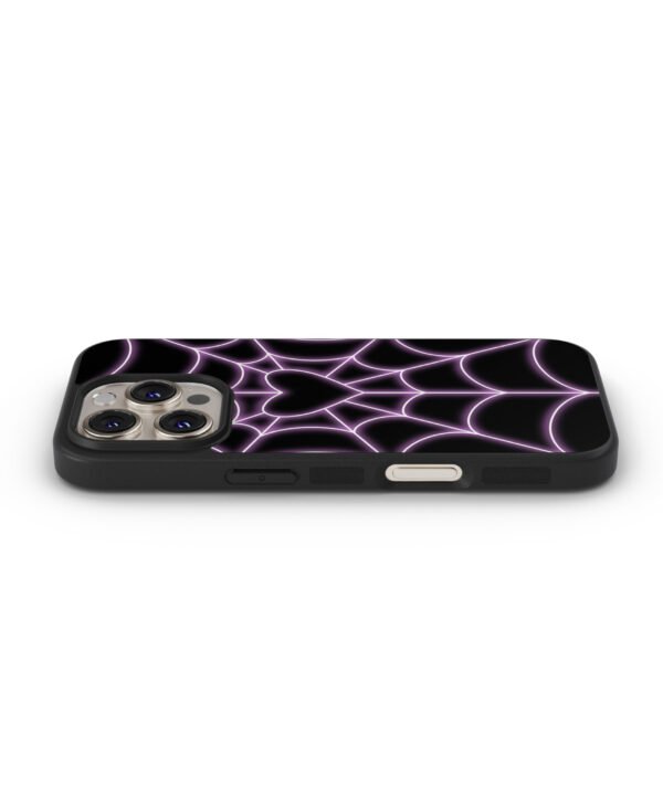 Neon spiderweb Metal Case Cover for iPhone 16 Pro – Side View
