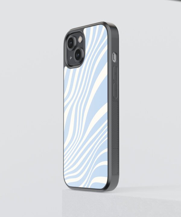 Ocean Wave Metal Case Cover for iPhone 14 Side View