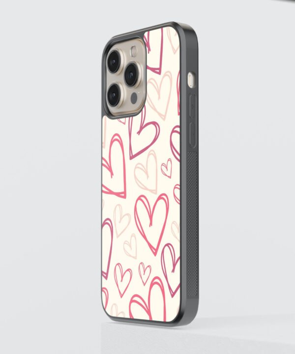 Outline Hearts Metal Case Cover for iPhone 13 Pro Max Side View