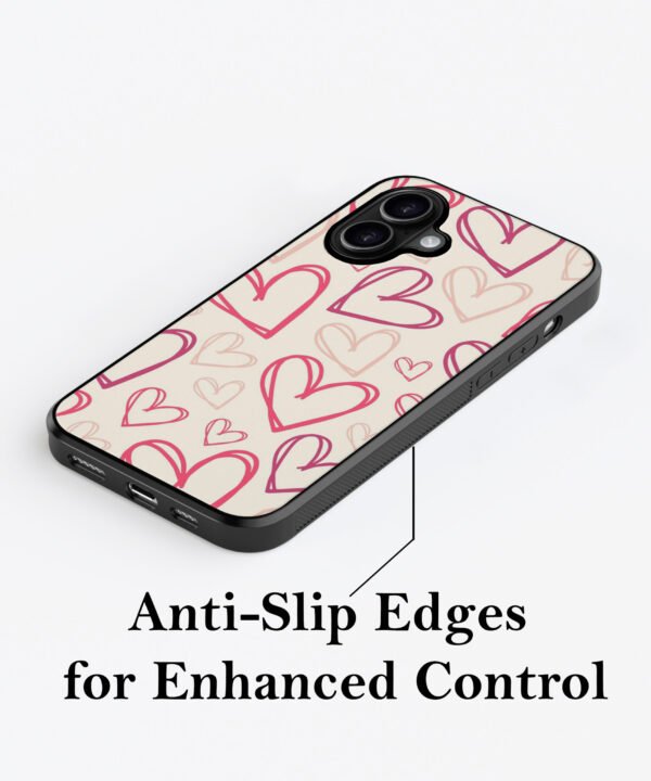 Outline Hearts Metal Case Cover for iPhone 16 Plus – Feature 2 View
