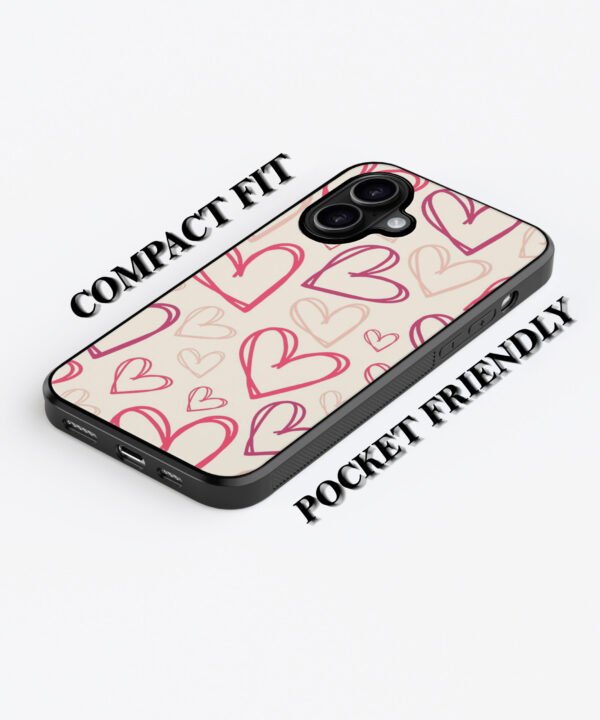 Outline Hearts Metal Case Cover for iPhone 16 Plus – Feature 1 View