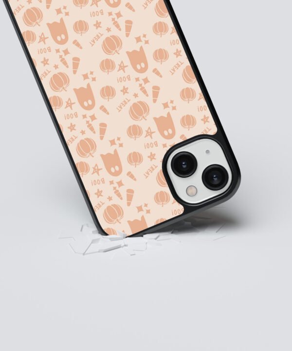 Pumpkin Boo Metal Case Cover for iPhone 14 Plus Dropping View