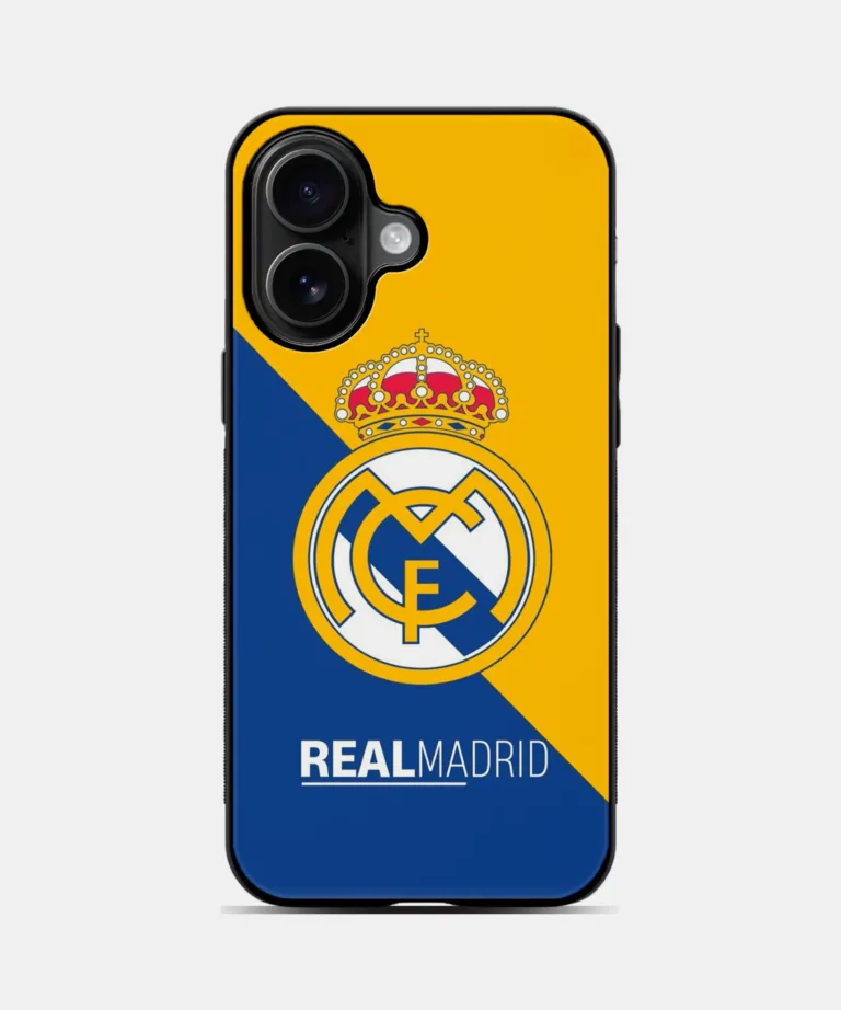 Real Madrid Inspired Metal Case Cover for iPhone 16 – Main View