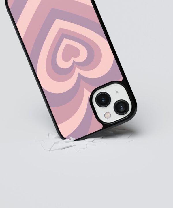 Retro Hearts Metal Case Cover for iPhone 14 Dropping View