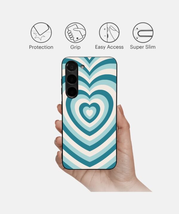 Retro Heart Metal Case Cover for Samsung Galaxy S24 Features View