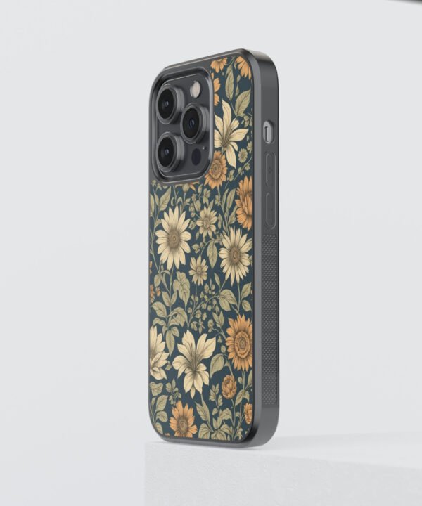 Vintage Floral Metal Case Cover for iPhone 15 Pro – Side View