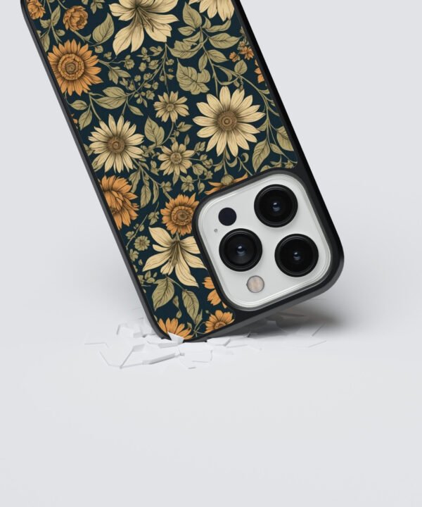 Vintage Floral Metal Case Cover for iPhone 15 Pro – Dropping View