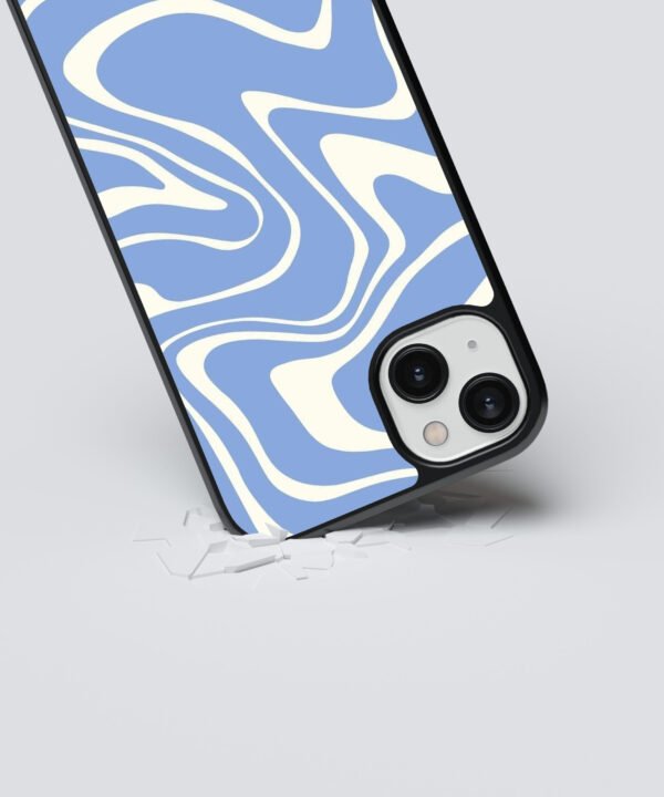 Wavy Abstract Metal Case Cover for iPhone 14 Plus Dropping View