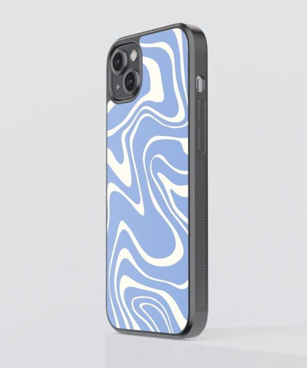 Wavy Abstract Metal Case Cover for iPhone 14 Plus Side View