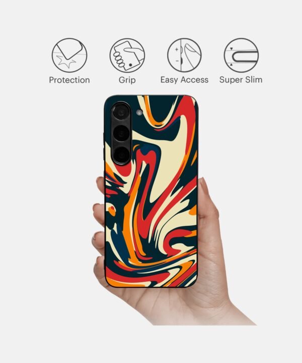 Wavy Artwork Metal Case Cover for Samsung Galaxy S24 Features View