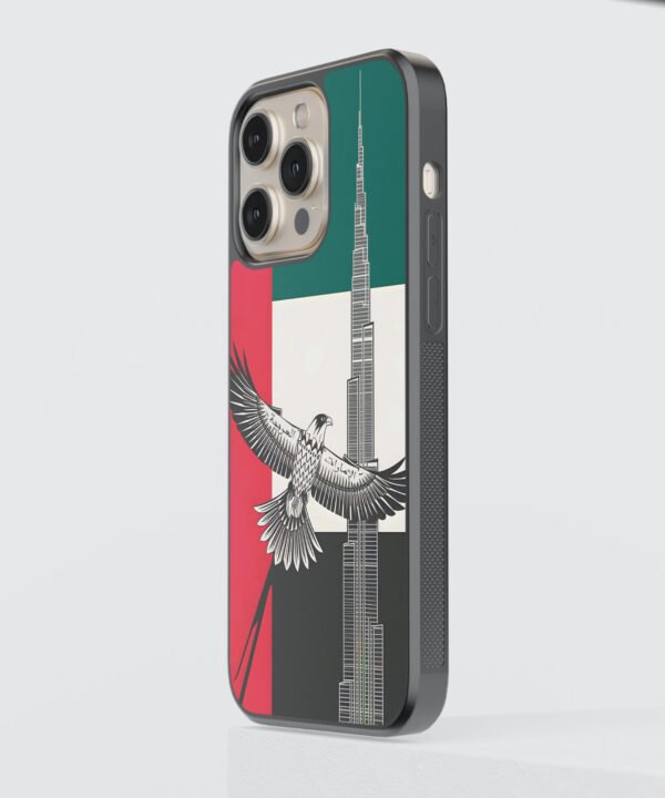 Wings Over Burj Metal Case Cover for iPhone 15 Pro Max – Side View