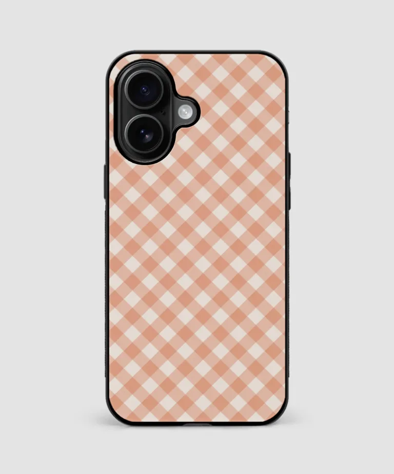 Peach Gingham Magsafe Case Cover for iPhone 16
