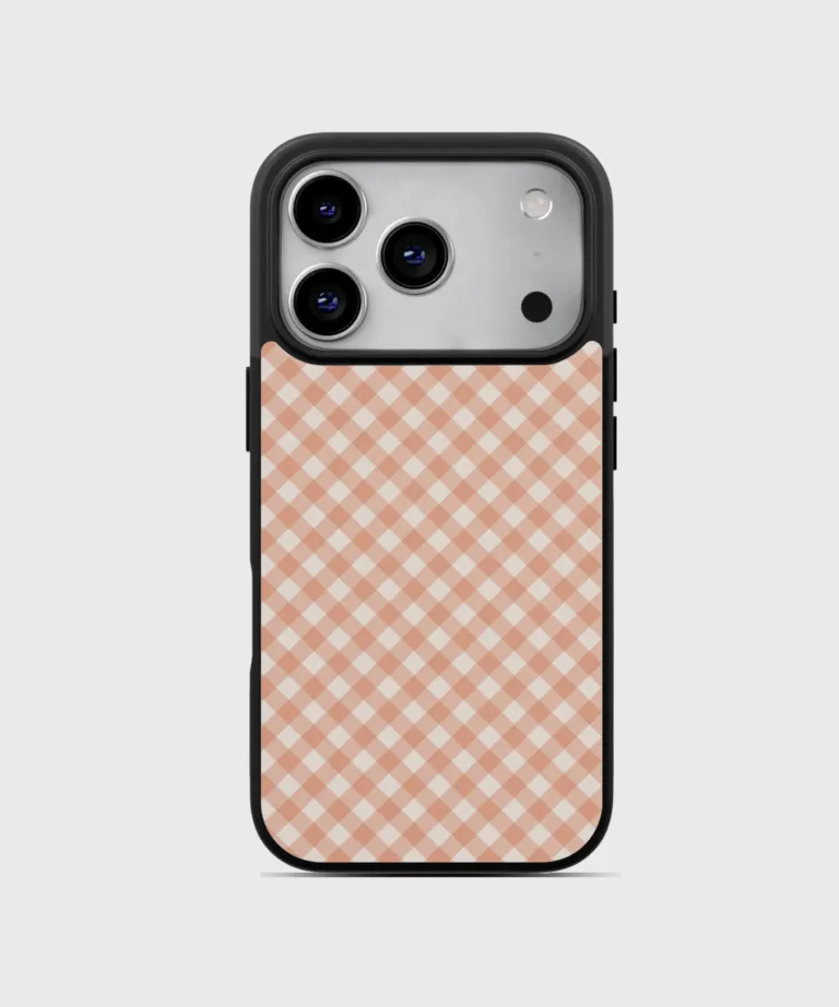 Peach Gingham Magsafe Case Cover for iPhone 17 Pro