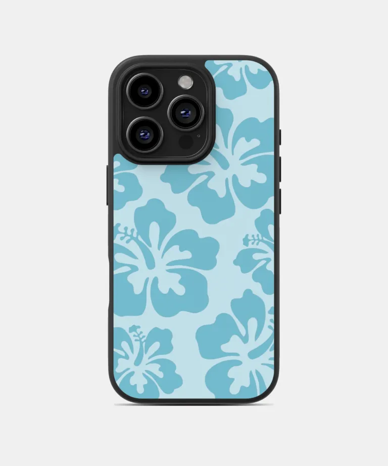 Aqua Hibiscus Magsafe Case Cover for iPhone 16 Pro