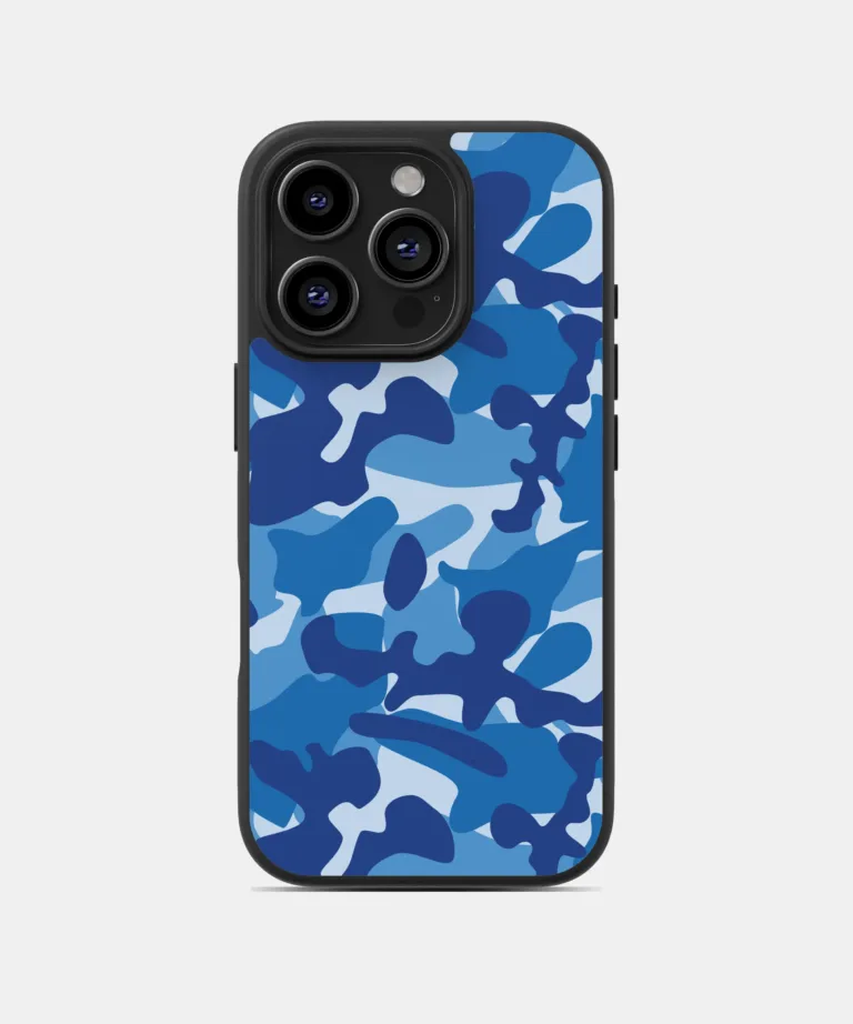 Blue Camo Magsafe Case Cover for iPhone 16 Pro
