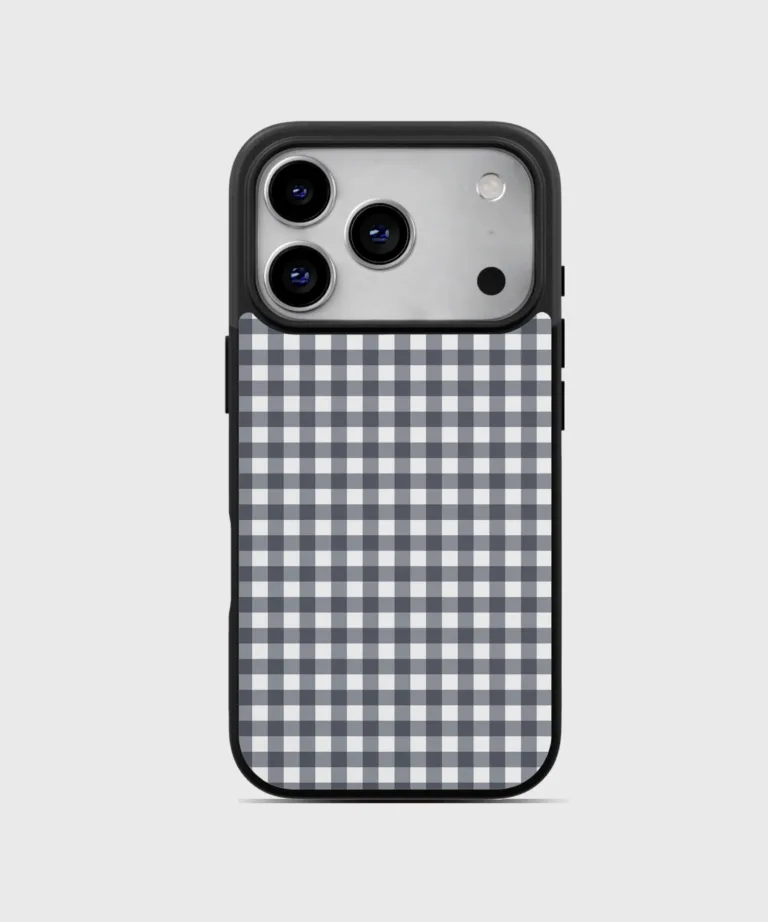 Grey Gingham Magsafe Case Cover for iPhone 17 Pro Max
