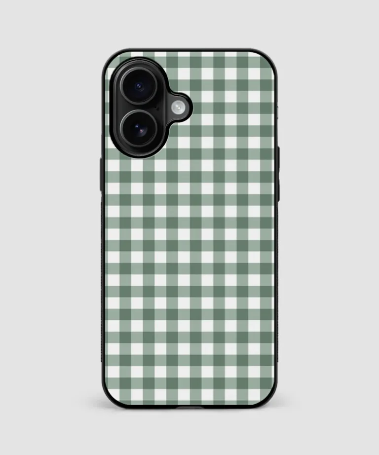 Green Gingham Magsafe Case Cover for iPhone 16