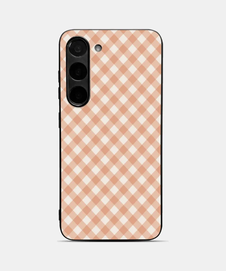 Peach Gingham Metal Case Cover for Samsung A56