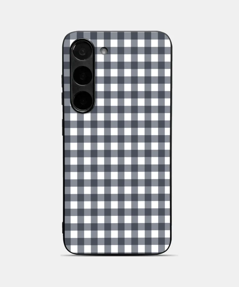 Charcoal Gingham Metal Case Cover for Samsung Galaxy S24 FE