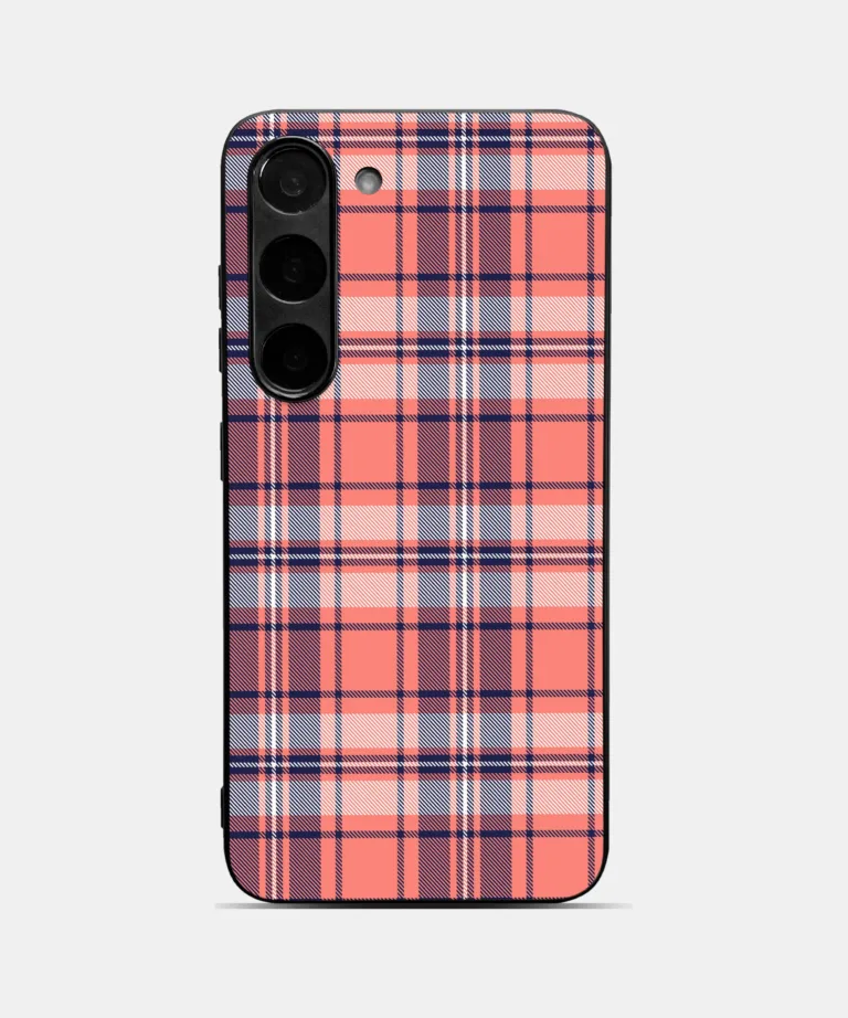 Plaid Pattern Metal Case Cover for Samsung Galaxy A56