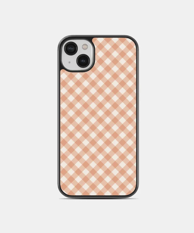 Peach Gingham Magsafe Case Cover for iPhone 14