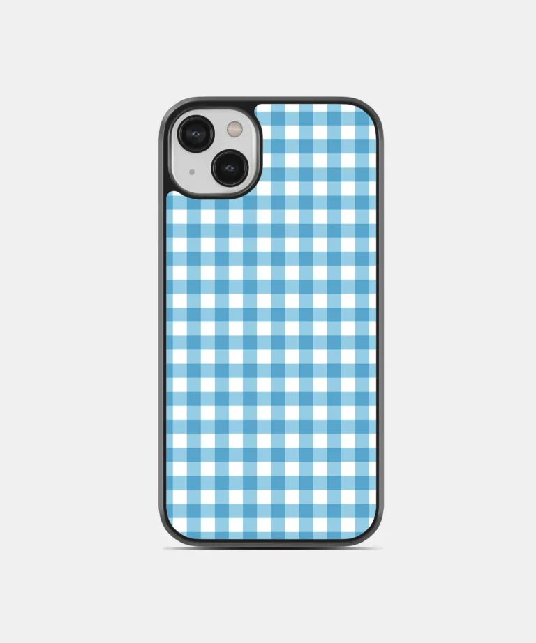 Sky Gingham Magsafe Case Cover for iPhone 14 Plus