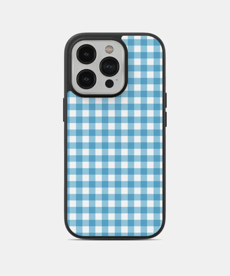 Sky Gingham Magsafe Case Cover for iPhone 14 Pro Max