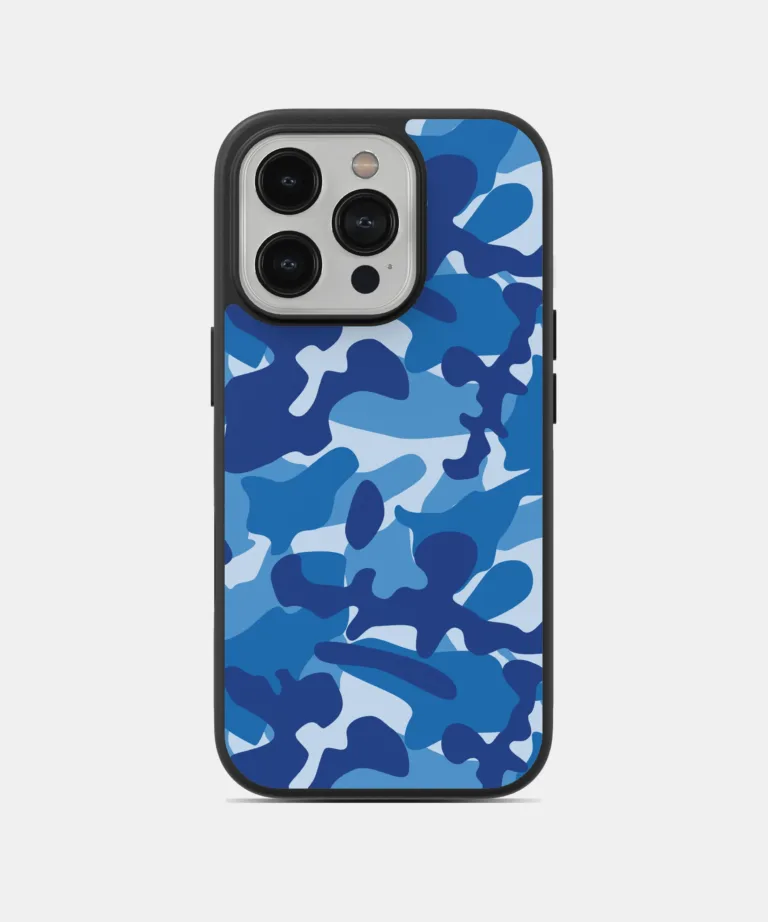 Blue Camo Magsafe Case Cover for iPhone 13 Pro Max