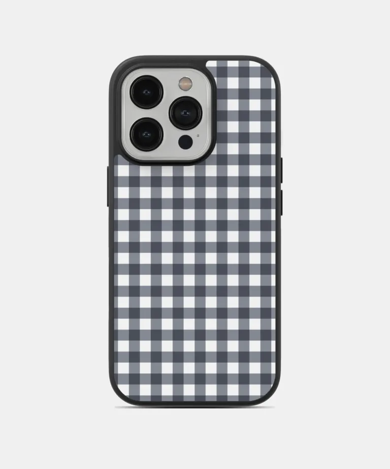 Charcoal Gingham Magsafe Case Cover for iPhone 13 Pro Max