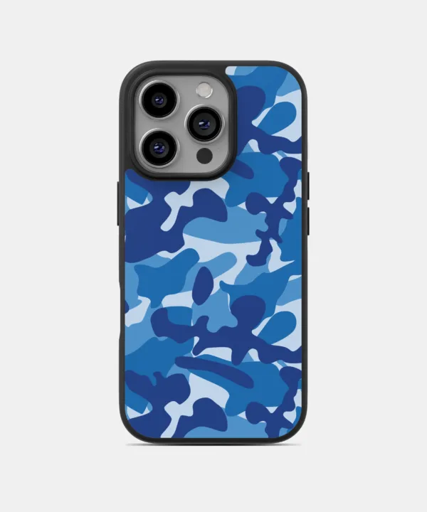 Blue Camo Magsafe Case Cover for iPhone 15 Pro