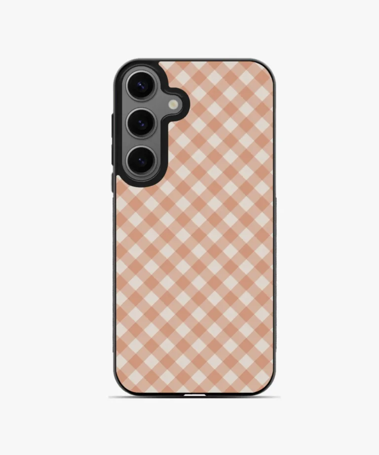 Peach Gingham Magsafe Case Cover for Samsung Galaxy S24