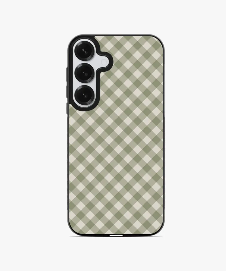 Olive Gingham Magsafe Case Cover for Samsung Galaxy S25