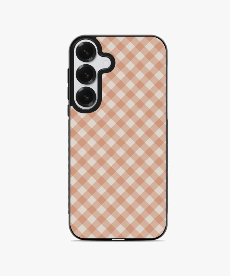 Peach Gingham Magsafe Case Cover for Samsung Galaxy S25