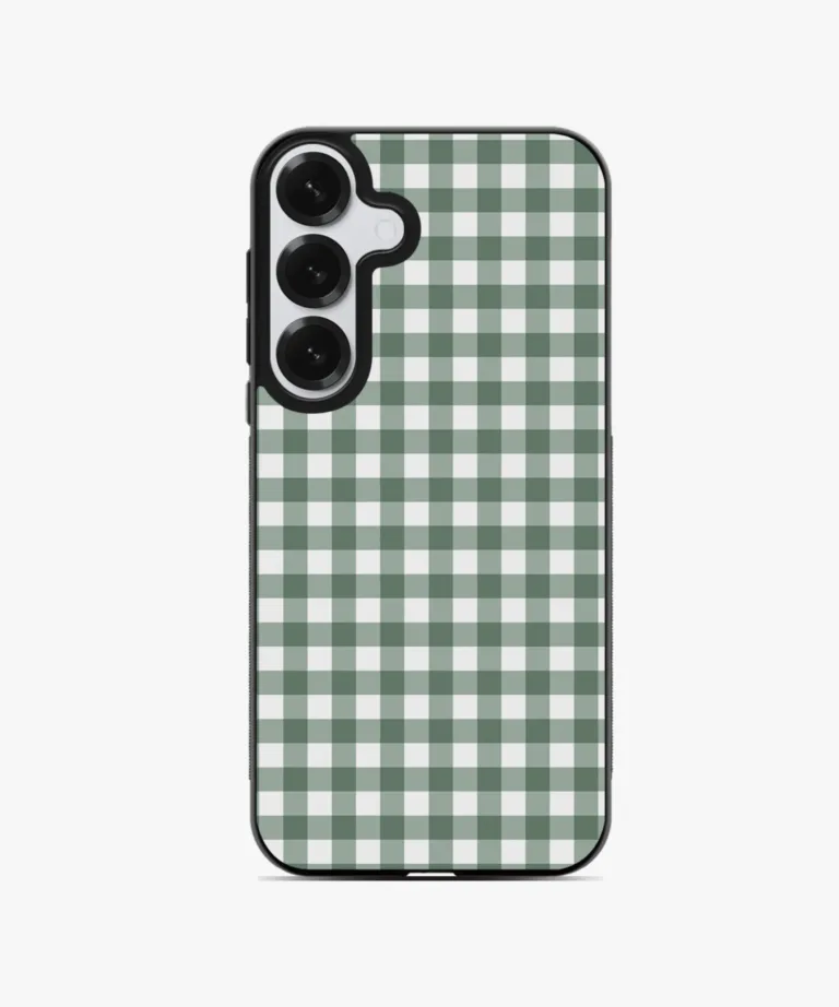 Green Gingham Magsafe Case Cover for Samsung Galaxy S25 Plus