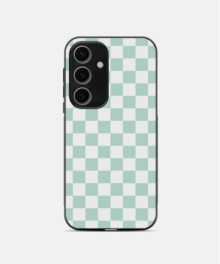 Teal Check Metal Case Cover for Samsung Galaxy A55