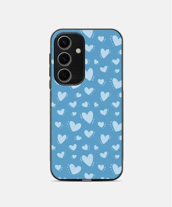 Blue Hearts Metal Case Cover for Samsung Galaxy A55